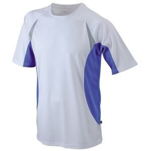 James & Nicholson Pánské funkční tričko s krátkým rukávem JN391 - Bílá / královská modrá | XL