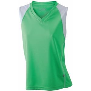 James & Nicholson Dámské běžecké tričko bez rukávů JN394 - Limetkově zelená / bílá | L