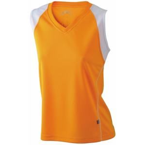James & Nicholson Dámské běžecké tričko bez rukávů JN394 - Oranžová / bílá | S
