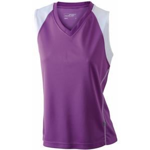Dámské běžecké tričko bez rukávů JN394 - Fialová / bílá | XL