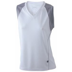 James & Nicholson Dámské běžecké tričko bez rukávů JN394 - Bílá / stříbrná | S