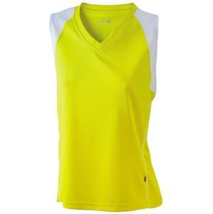 Dámské běžecké tričko bez rukávů JN394 - Žlutá / bílá | XL