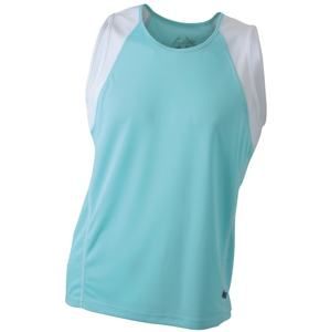 James & Nicholson Pánské běžecké tričko bez rukávů JN395 - Mátová / bílá | XL