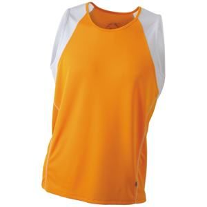 Pánské běžecké tričko bez rukávů JN395 - Oranžová / bílá | XXL