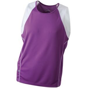 Pánské běžecké tričko bez rukávů JN395 - Fialová / bílá | XL