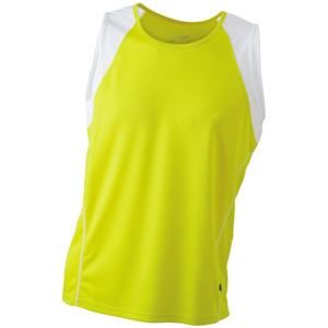 Pánské běžecké tričko bez rukávů JN395 - Žlutá / bílá | XL