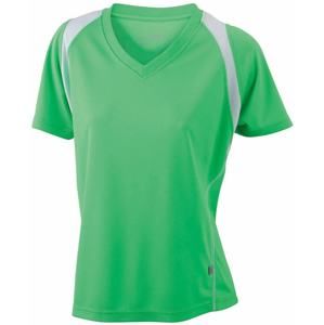 James & Nicholson Dámské běžecké tričko s krátkým rukávem JN396 - Limetkově zelená / bílá | M