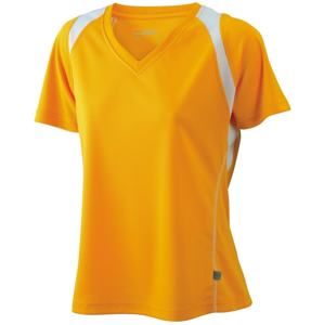 James & Nicholson Dámské běžecké tričko s krátkým rukávem JN396 - Oranžová / bílá | XXL