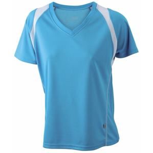 James & Nicholson Dámské běžecké tričko s krátkým rukávem JN396 - Tyrkysová / bílá | XL