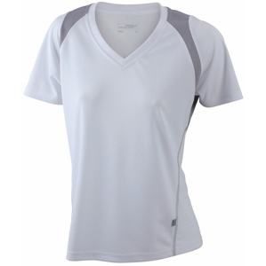 James & Nicholson Dámské běžecké tričko s krátkým rukávem JN396 - Bílá / stříbrná | XXL