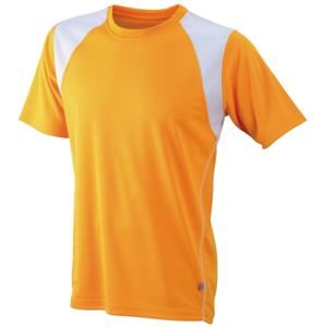 James & Nicholson Pánské běžecké tričko s krátkým rukávem JN397 - Oranžová / bílá | XXL