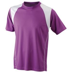 James & Nicholson Pánské běžecké tričko s krátkým rukávem JN397 - Fialová / bílá | XL