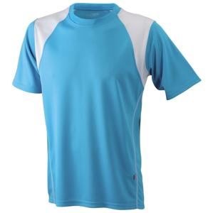 James & Nicholson Pánské běžecké tričko s krátkým rukávem JN397 - Tyrkysová / bílá | XXL