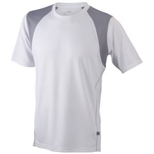 James & Nicholson Pánské běžecké tričko s krátkým rukávem JN397 - Bílá / stříbrná | XL
