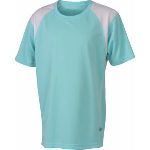 James & Nicholson Dětské sportovní tričko s krátkým rukávem JN397k - Mátová / bílá | XL