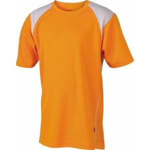 James & Nicholson Dětské sportovní tričko s krátkým rukávem JN397k - Oranžová / bílá | M