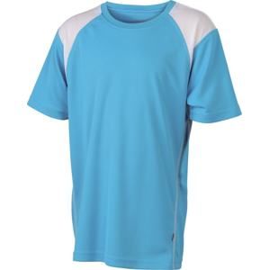 James & Nicholson Dětské sportovní tričko s krátkým rukávem JN397k - Tyrkysová / bílá | M