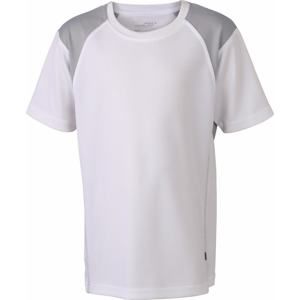 James & Nicholson Dětské sportovní tričko s krátkým rukávem JN397k - Bílá / stříbrná | XL