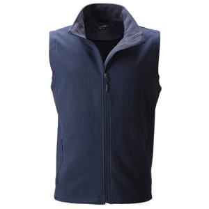 James & Nicholson Pánská softshellová vesta JN1128 - Tmavě modrá / tmavě modrá | XL