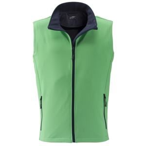 James & Nicholson Pánská softshellová vesta JN1128 - Zelená / tmavě modrá | XXXL