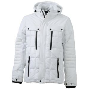 Sportovní pánská zimní bunda JN1102 - Bílá / černá | XL