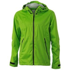 James & Nicholson Pánská softshellová bunda s kapucí JN1098 - Jarně zelená / ocelově šedá | L
