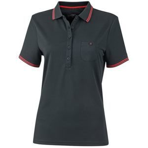 James & Nicholson Dámská sportovní polokošile JN701 - Černá / červená | XL