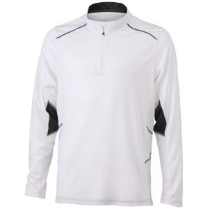 Pánské funkční triko s dlouhým rukávem JN474 - Bílá / černá | M