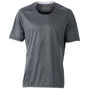 James & Nicholson Pánské běžecké tričko JN472 - Černý melír / bílá | XXL