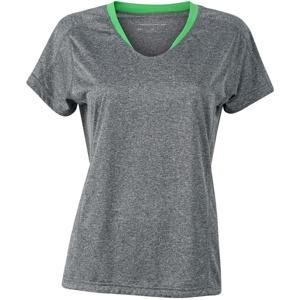 Dámské běžecké triko JN471 - Šedý melír / zelená | M