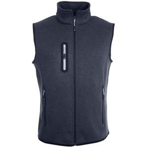 James & Nicholson Pánská vesta z pleteného fleecu JN774 - Tmavě šedý melír / stříbrná | S