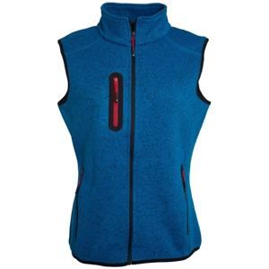James & Nicholson Dámská vesta z pleteného fleecu JN773 - Královsky modrý melír / červená | XL
