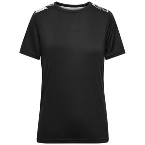 James & Nicholson Dámské sportovní tričko JN523 - Černá / černě potištěná | XS