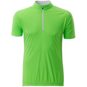 James & Nicholson Pánský cyklistický dres s krátkým zipem JN514 - Jasně zelená / bílá | XXL
