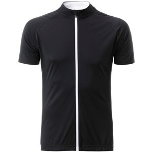 James & Nicholson Pánský cyklistický dres na zip JN516 - Černá / bílá | L