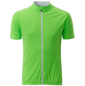 James & Nicholson Pánský cyklistický dres na zip JN516 - Jasně zelená / bílá | XL