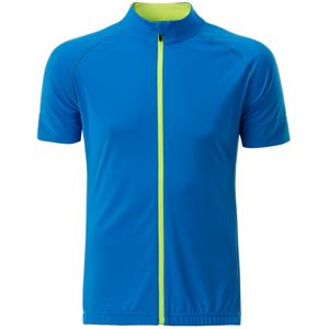 James & Nicholson Pánský cyklistický dres na zip JN516 - Jasně modrá / jasně žlutá | S