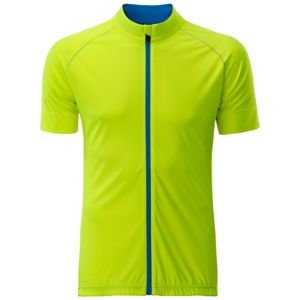 James & Nicholson Pánský cyklistický dres na zip JN516 - Jasně žlutá / jasně modrá | M