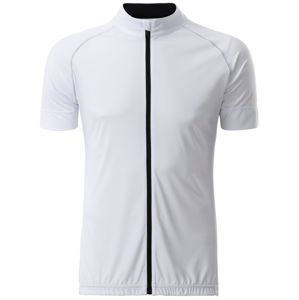 James & Nicholson Pánský cyklistický dres na zip JN516 - Bílá / černá | XXXL