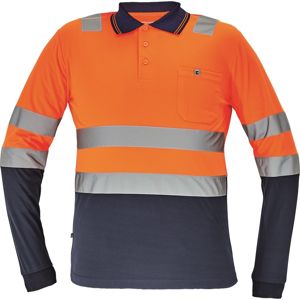 Cerva Reflexní pánská polokošile s dlouhým rukávem LEON - Oranžová / tmavě modrá | L