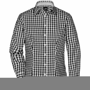 James & Nicholson Dámská kostkovaná košile JN616 - Černá / bílá | XS