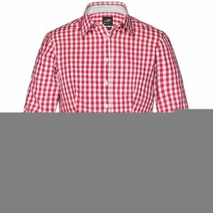 James & Nicholson Dámská kostkovaná košile JN616 - Červená / bílá | XXL