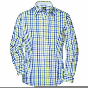 James & Nicholson Dámská kostkovaná košile JN616 - Královská modrá / modrá / zelená / bílá | XL