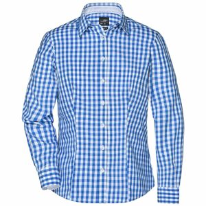 James & Nicholson Dámská kostkovaná košile JN616 - Královská modrá / bílá | S