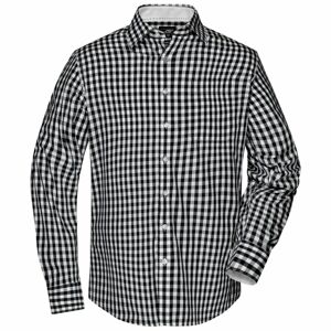 James & Nicholson Pánská kostkovaná košile JN617 - Černá / bílá | XXL