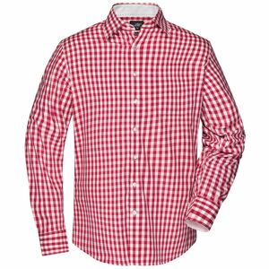 James & Nicholson Pánská kostkovaná košile JN617 - Červená / bílá | M