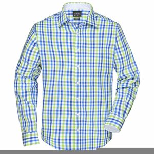 James & Nicholson Pánská kostkovaná košile JN617 - Královská modrá / modrá / zelená / bílá | L