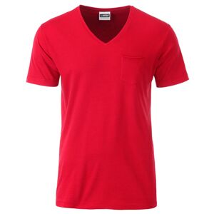 James & Nicholson Pánské tričko z biobavlny 8004 - Červená | L