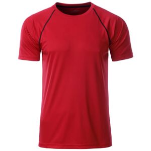 James & Nicholson Pánské funkční tričko JN496 - Červená / černá | XXL