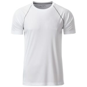 James & Nicholson Pánské funkční tričko JN496 - Bílá / stříbrná | XL